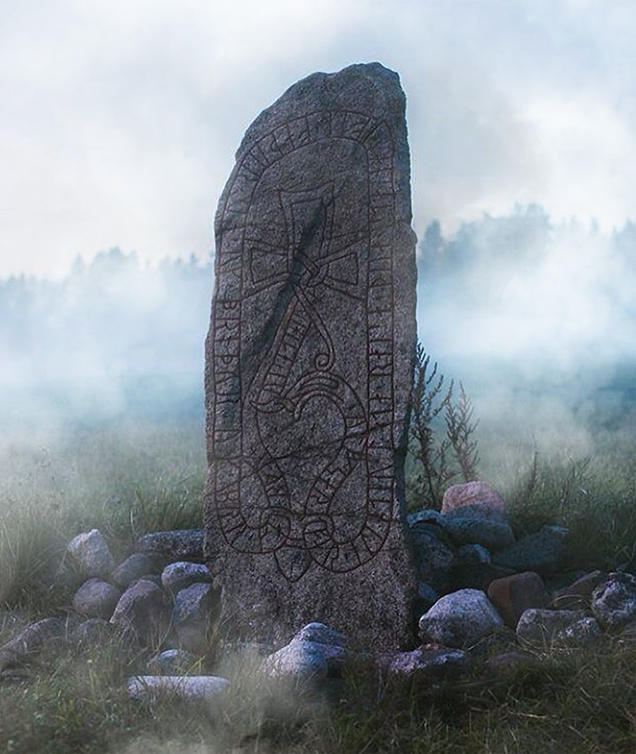 Runestone in the fog