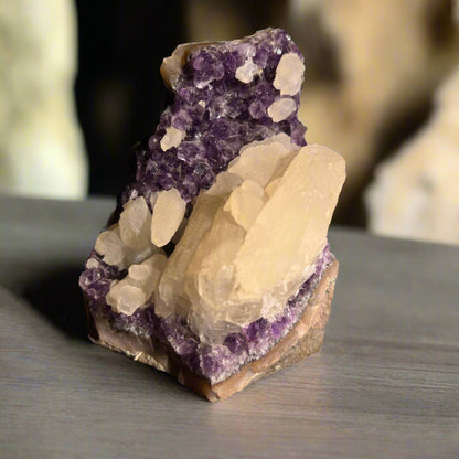 Amethyst  Cluster with Calcite