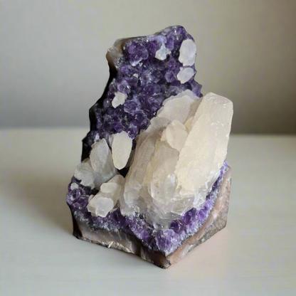 Amethyst and Calcite Cluster Formation Close up