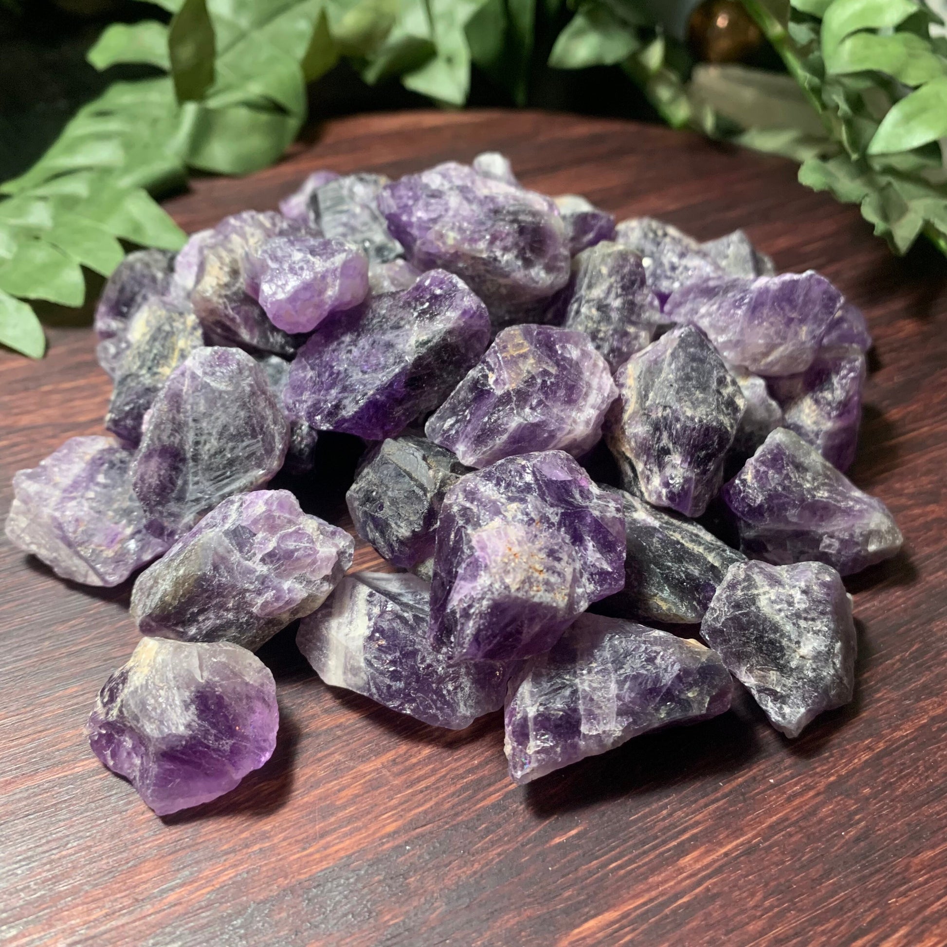 Raw Amethyst crystal (1”) group shot