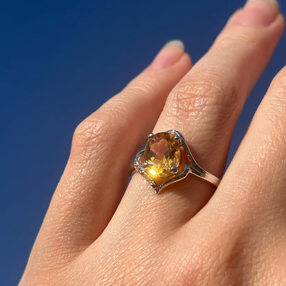 14K White Gold Over Solid Sterling Silver Diamonds and Citrine in natrual light