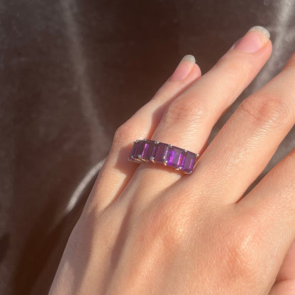 Sterling Silver Amethyst Ring Size - 6