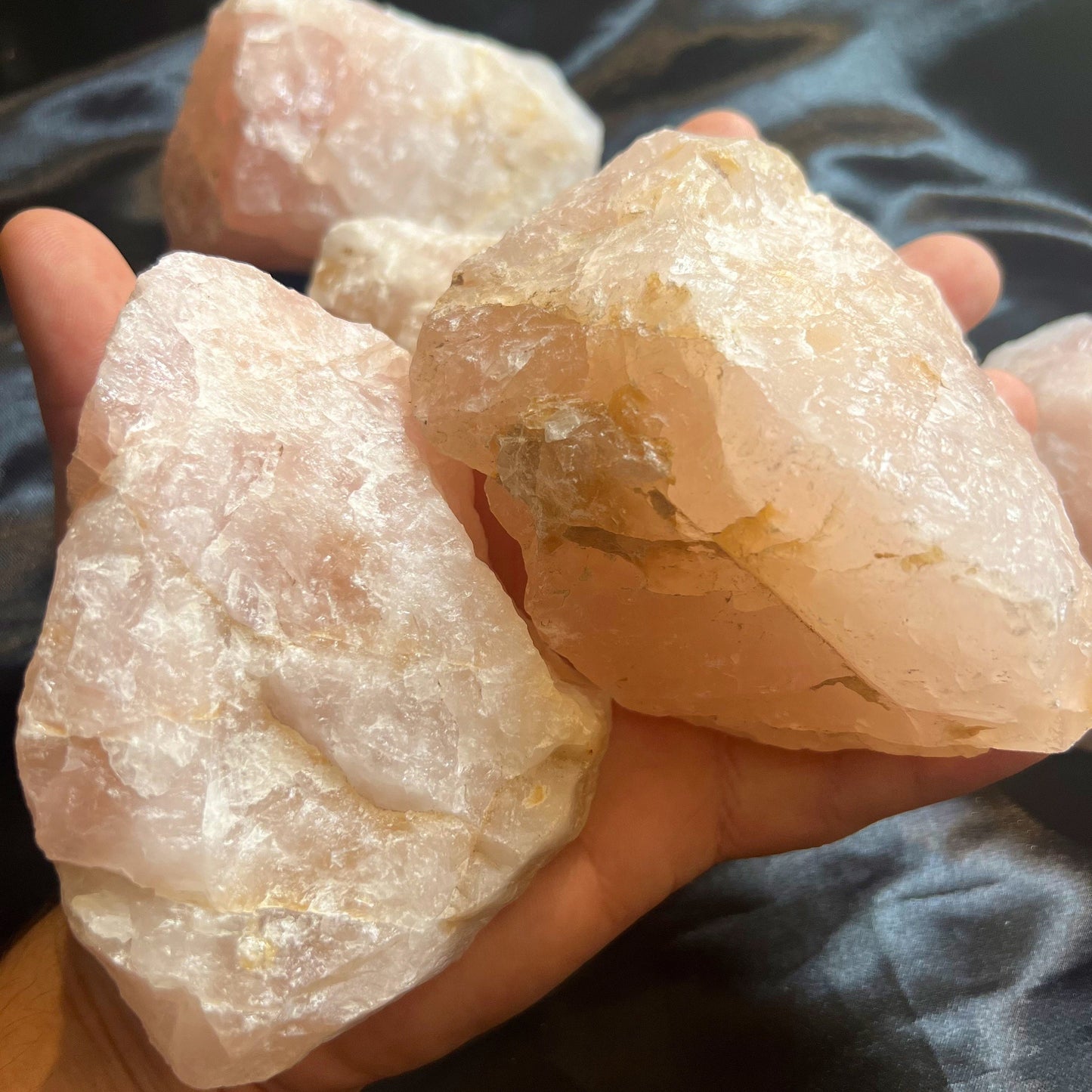 Raw Rose Quartz palm